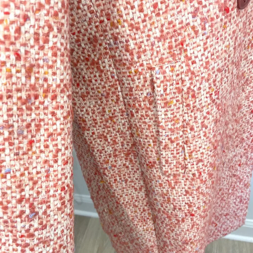 J. Crew Nalya Daphne Italian Tweed Topcoat In Faded Guava Multi Size 14 New - Picture 11 of 16